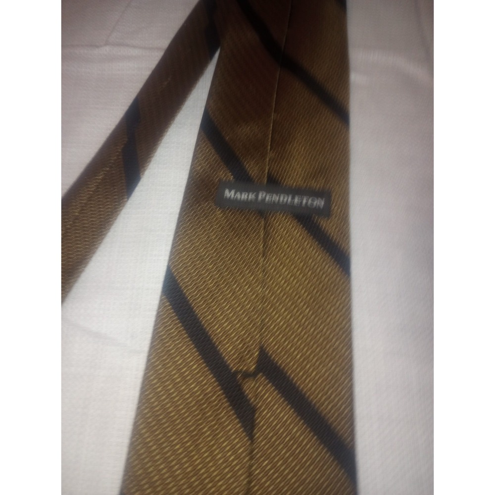 Mark Pendleton Italy Silk Brown Black Striped Neck Tie - Picture 4 of 4